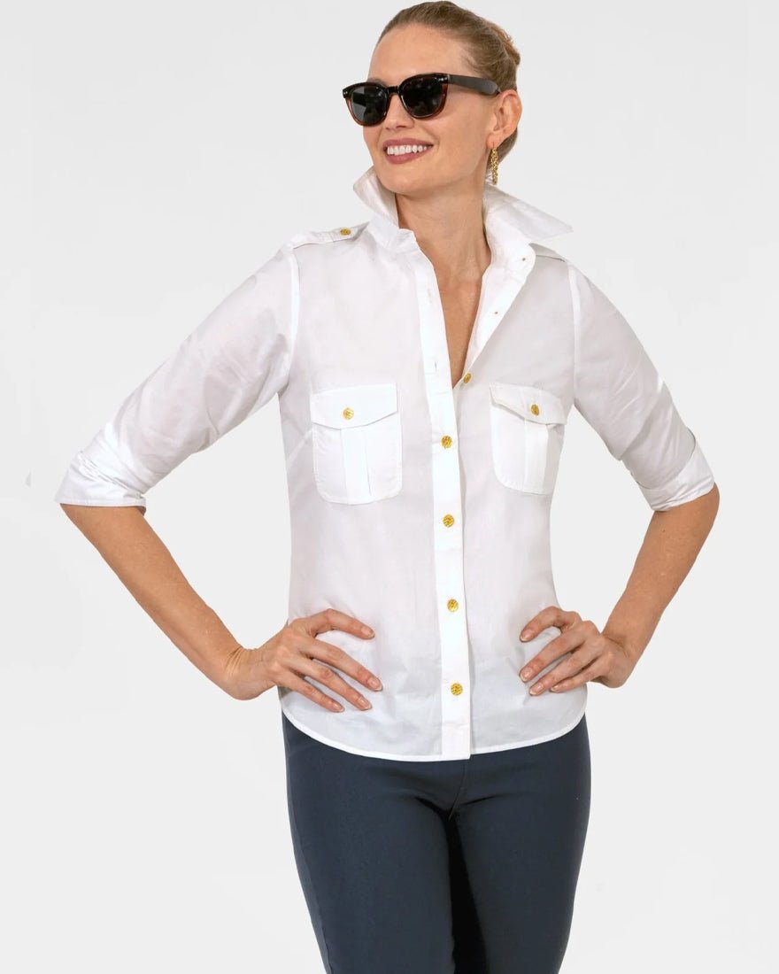 Gretchen Scott - Safari Boyfriend Shirt - White