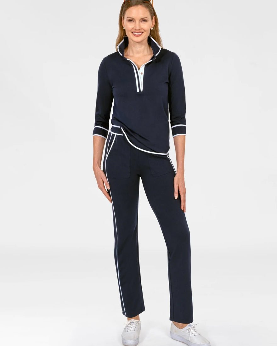 Gretchen Scott - Trim It Up Pop Over Top - Navy White