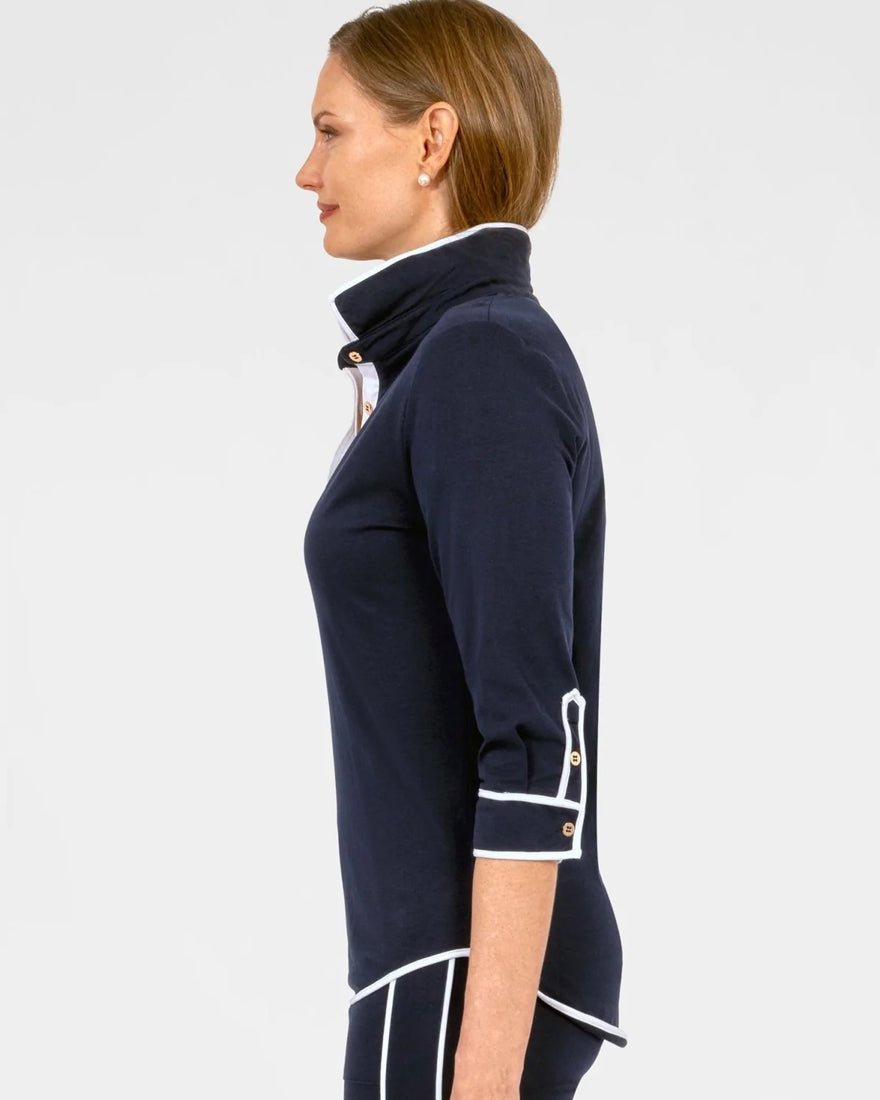 Gretchen Scott - Trim It Up Pop Over Top - Navy White