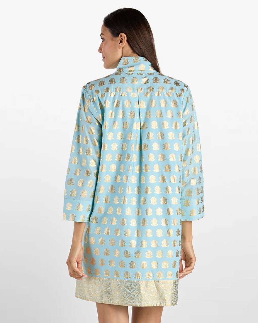 Jude Connally - Helen Dress - Foulard Border Light Aqua