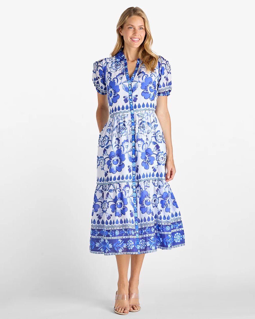 Jude Connally - Lois Cotton Voile Dress - Blue Garden