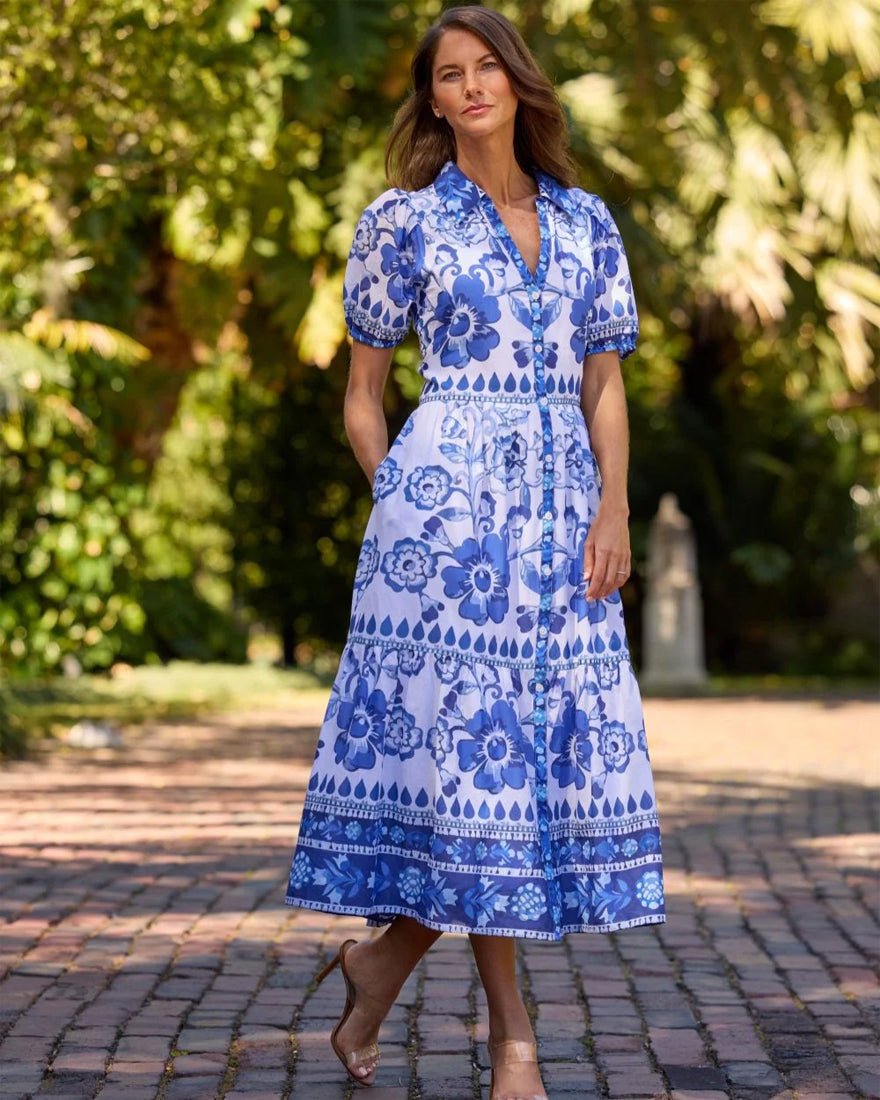 Jude Connally - Lois Cotton Voile Dress - Blue Garden