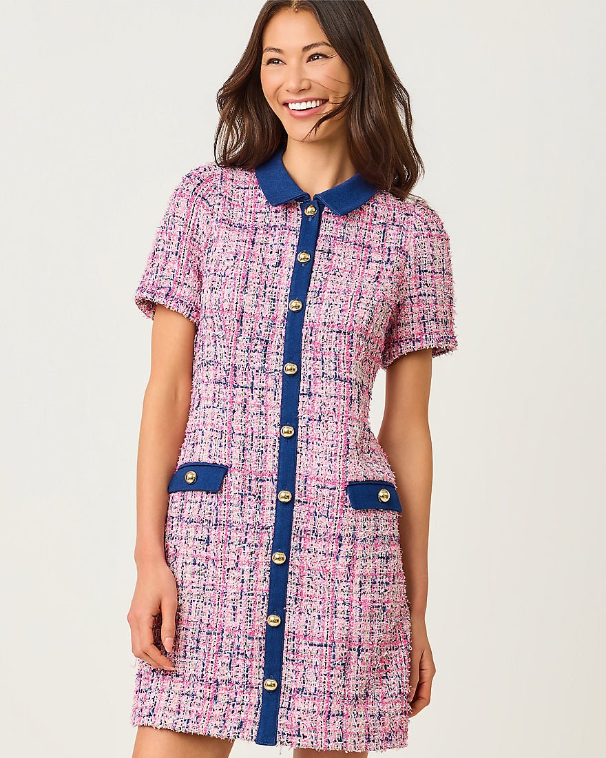 Lilly Pulitzer - Aaryn Boucle Shift Dress - Confetti Pink Eyelash Texture Boucle
