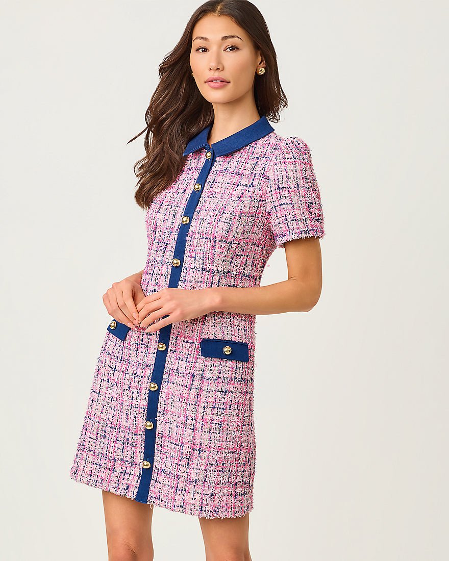 Lilly Pulitzer - Aaryn Boucle Shift Dress - Confetti Pink Eyelash Texture Boucle