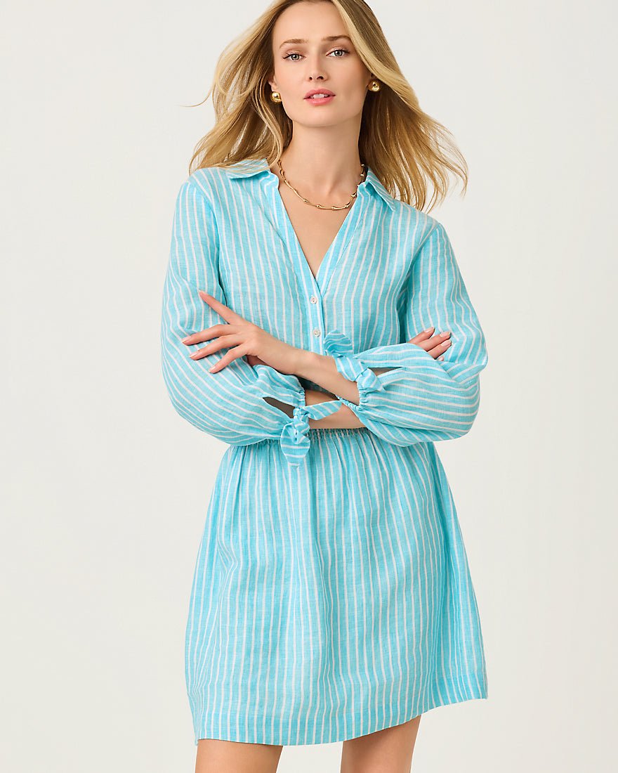 Lilly Pulitzer - Abralynn Linen Shirtdress - Capri Blue Saint Tropez Stripe