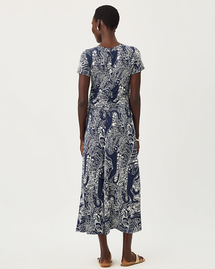 Lilly Pulitzer - Alma Midi Dress Upf 50 Plus - Low Tide Navy Lil Palm Prowl