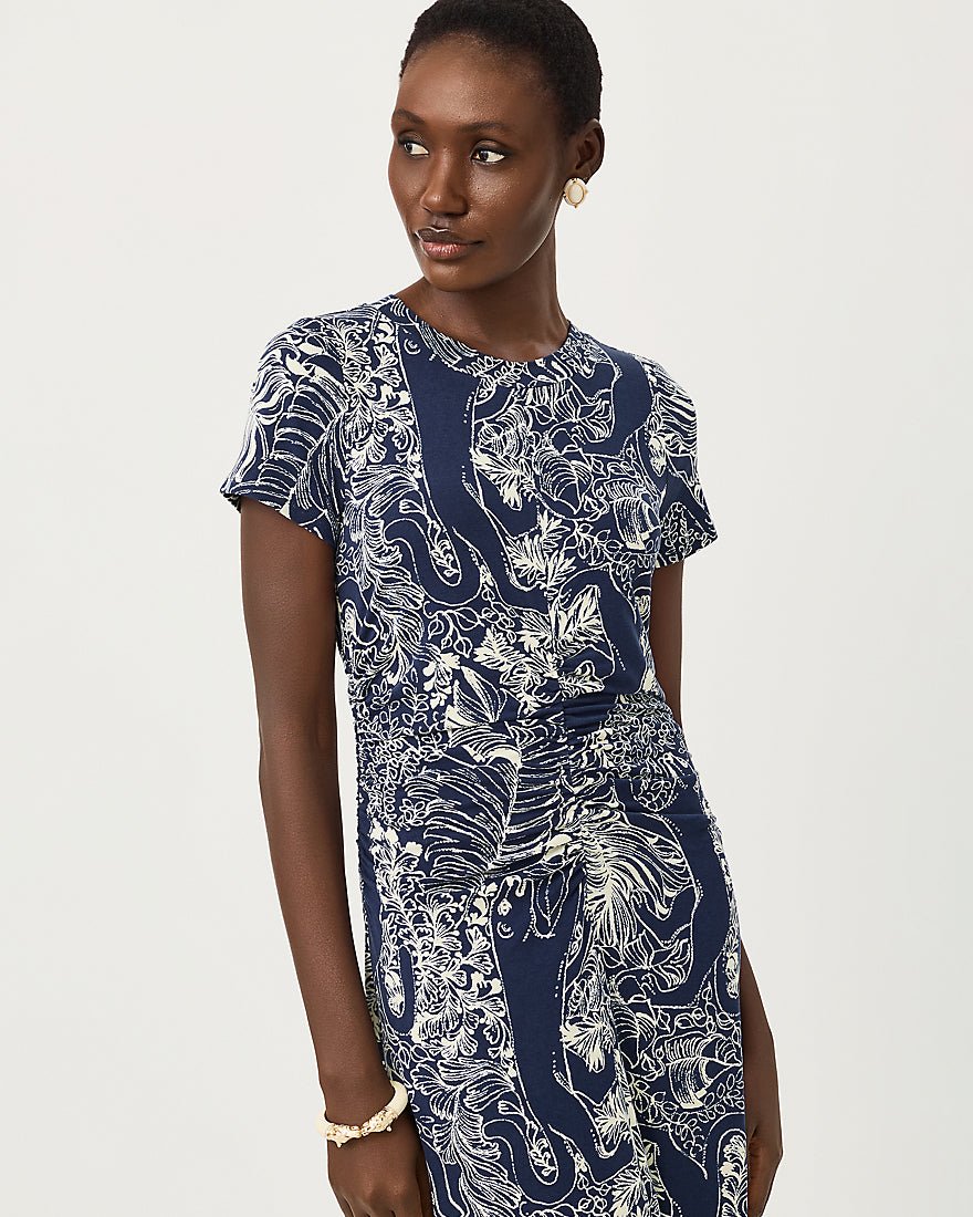 Lilly Pulitzer - Alma Midi Dress Upf 50 Plus - Low Tide Navy Lil Palm Prowl