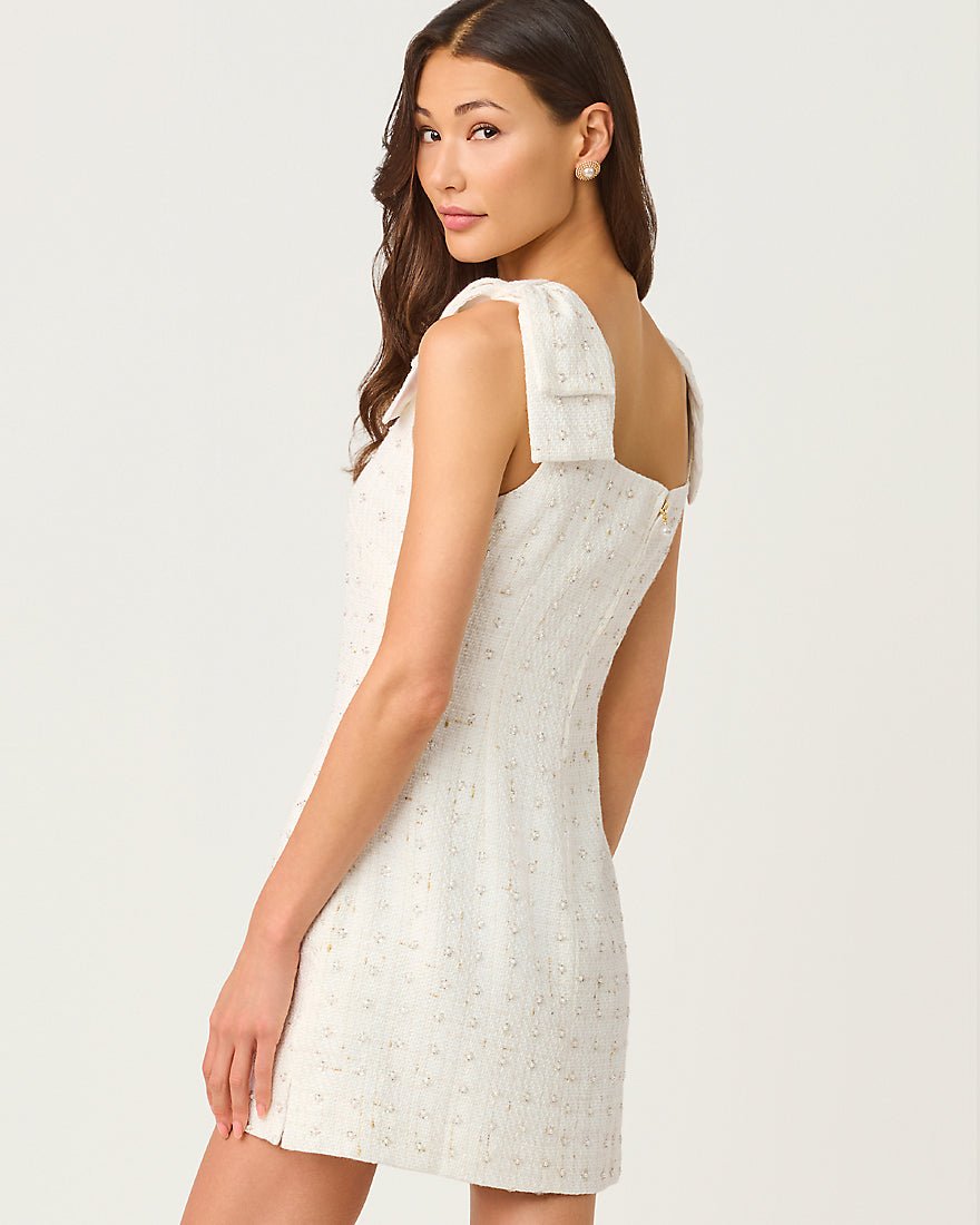 Lilly Pulitzer - Anders Skirted Romper - Resort White Flower Pearl Embellished Boucle