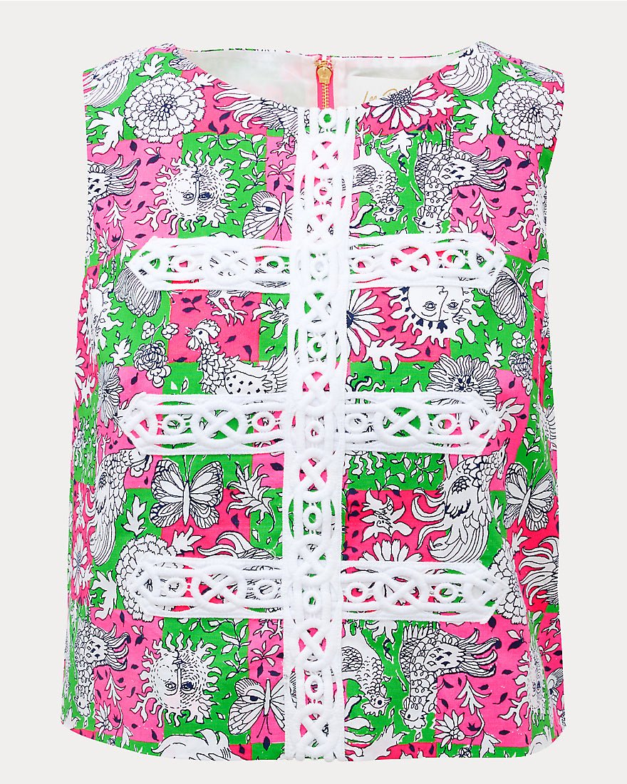 Lilly Pulitzer - Annaleese Sleeveless Cropped Top - Cherry Blossom Pink Lil Chicken Check