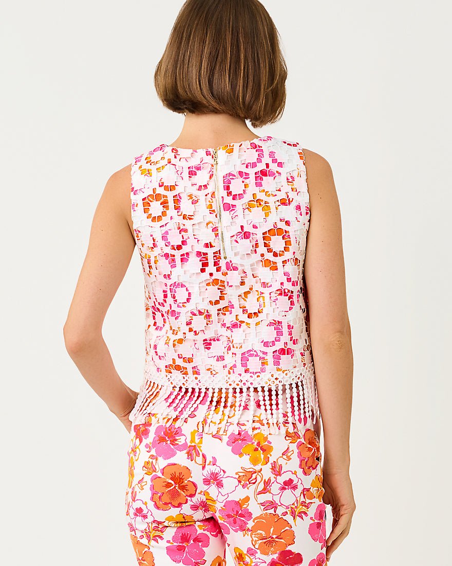 Lilly Pulitzer - Annaleese Sleeveless Cropped Top - Resort White Pansy Fansy