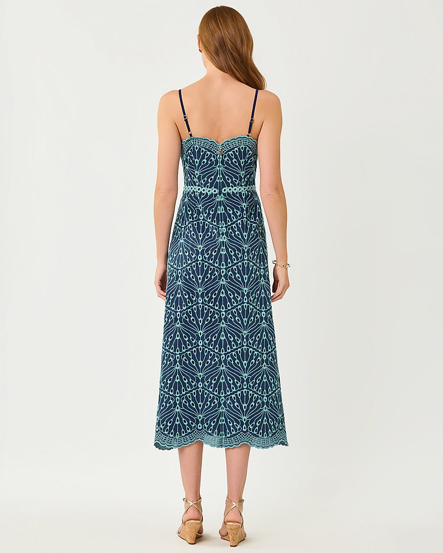 Lilly Pulitzer - Arlin Midi Dress - Starlight Navy X Capri Blue Queen Scallop Eyelet
