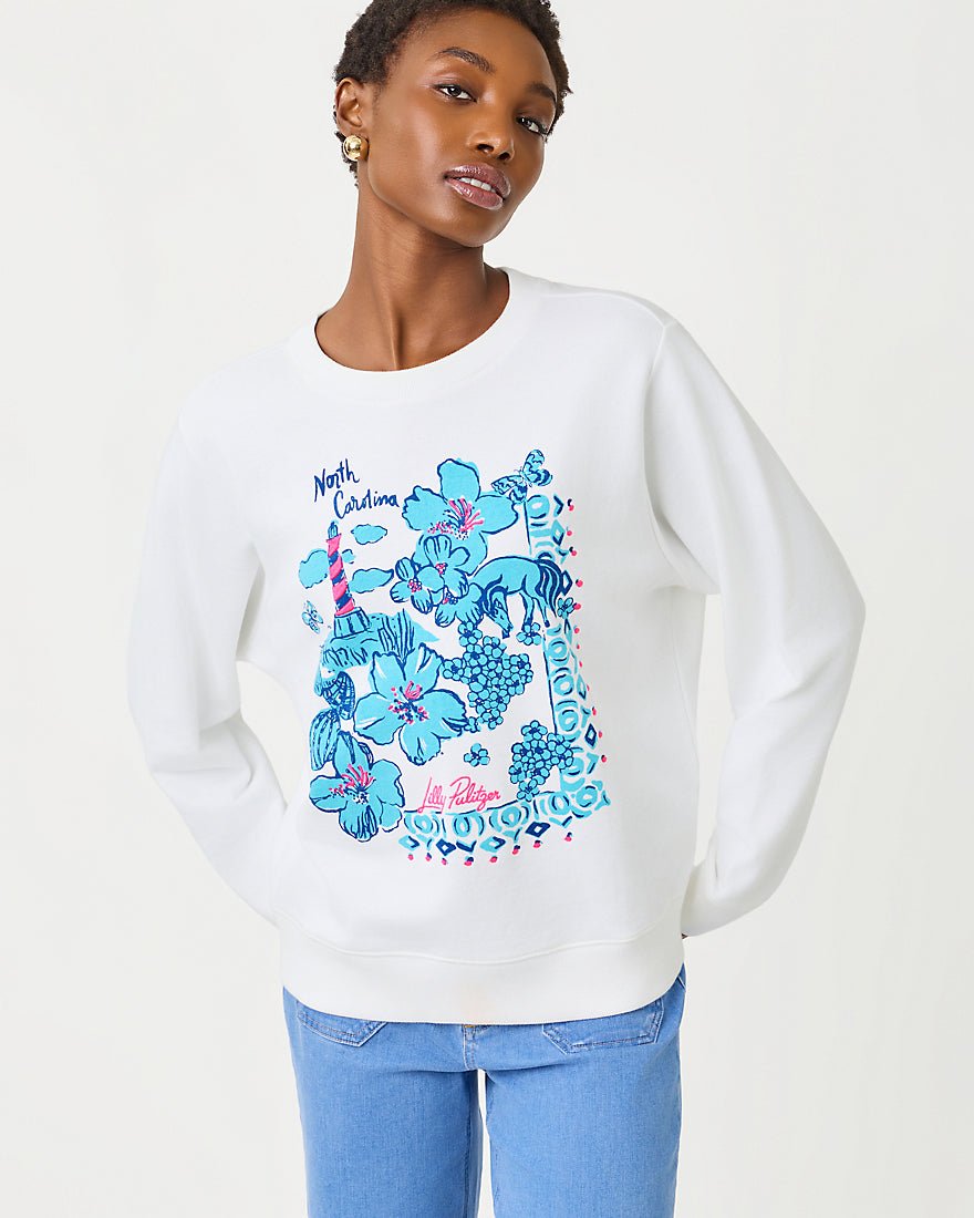 Lilly Pulitzer - Ballad Long Sleeve Sweatshirt - Capri Blue North Carolina Destination
