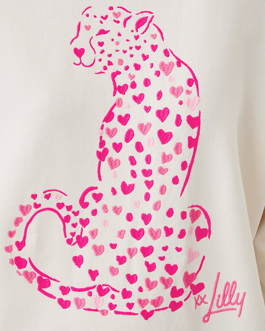 Lilly Pulitzer - Ballad Long Sleeve Sweatshirt - Coconut Love Cat Embroidery
