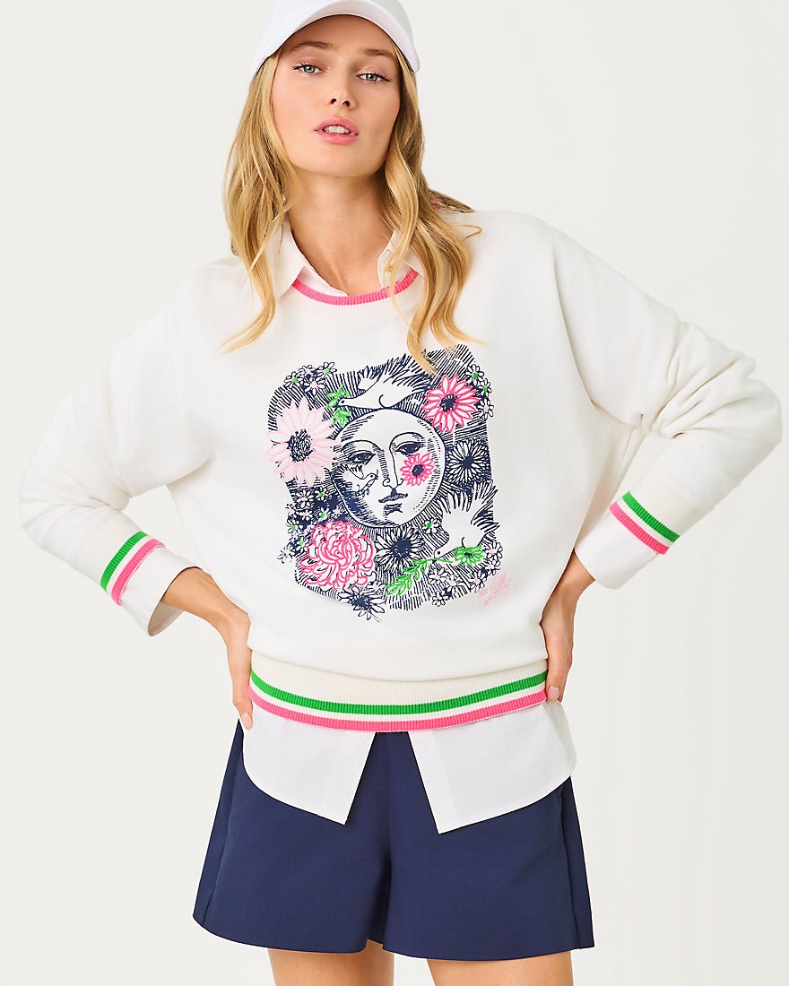 Lilly Pulitzer - Ballad Long Sleeve Sweatshirt - Multi Follow The Sun Embellishment
