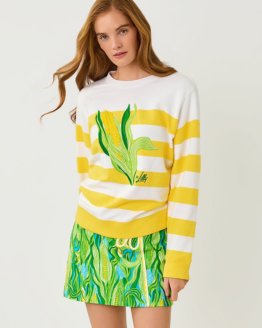 Lilly Pulitzer - Ballad Long Sleeve Sweatshirt - Multi Sweet Corn Embroidery