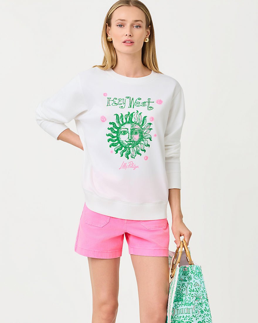 Lilly Pulitzer - Ballad Long Sleeve Sweatshirt - Resort White Palm Beach Destination