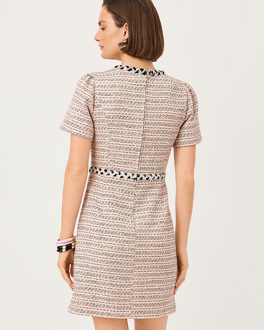 Lilly Pulitzer - Bernette Short Sleeve Boucle Shift Dress - Festival Bloom Ribbon Stripe Boucle