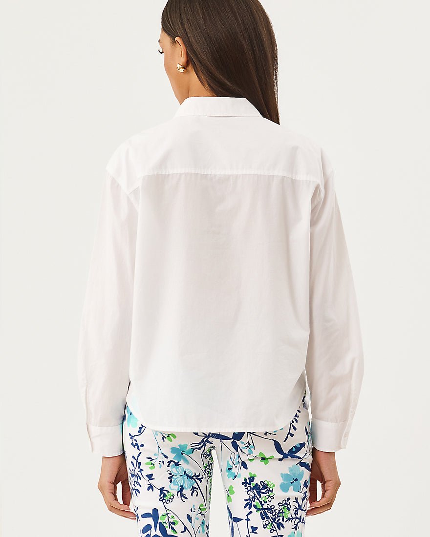 Lilly Pulitzer - Bondi Button Down Top - Resort White Seaside Applique