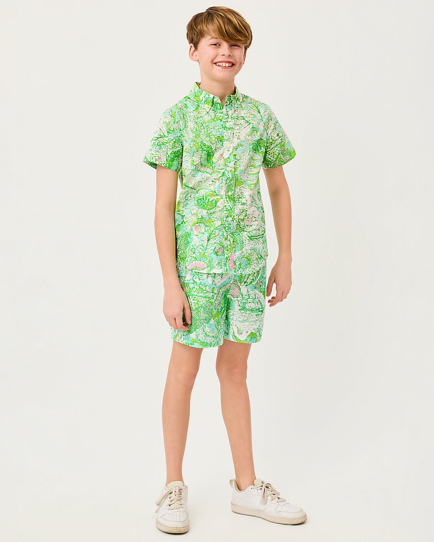 Lilly Pulitzer - Boys Liam Carter Swim Trunk - Resort White Ship To Shore