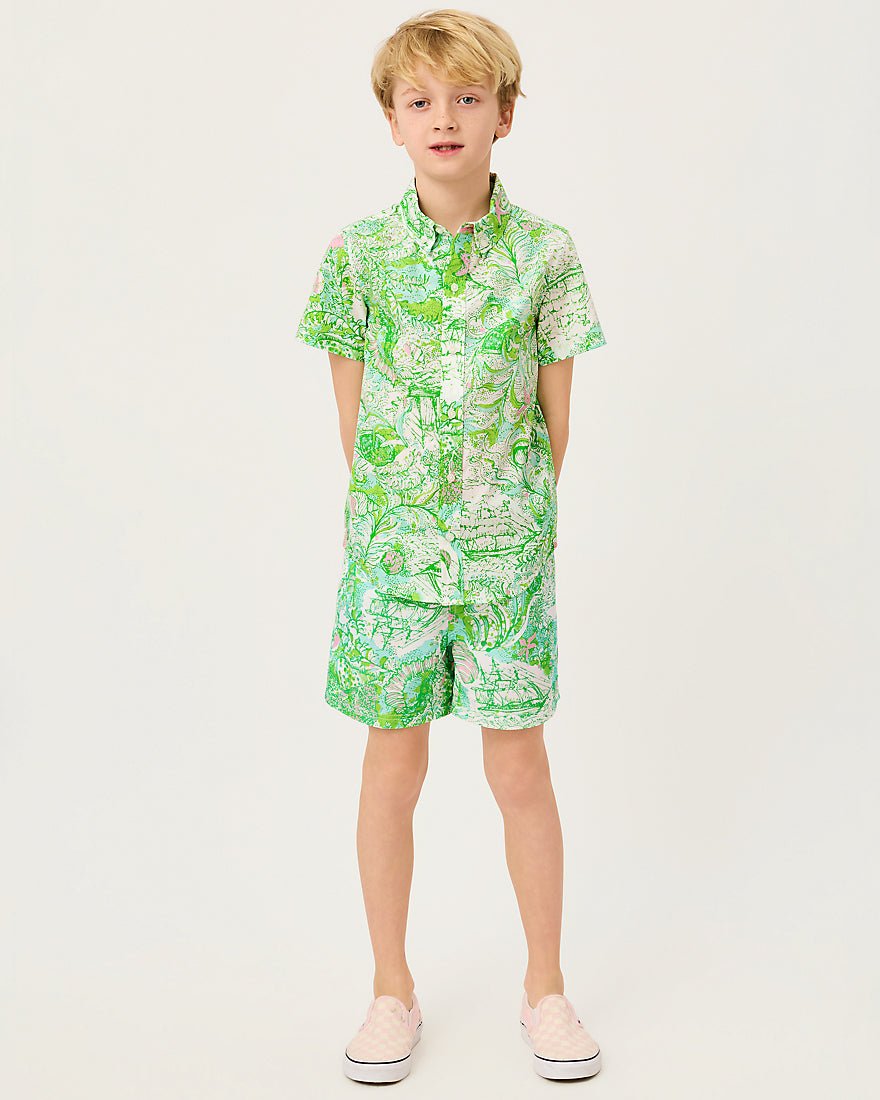 Lilly Pulitzer - Boys Liam Carter Swim Trunk - Resort White Ship To Shore