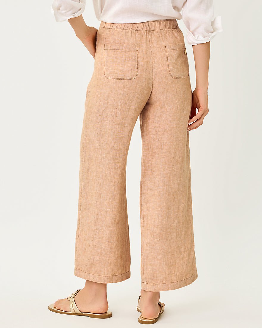 Lilly Pulitzer - Brawley Linen Crop Pant - Iced Latte X Resort White
