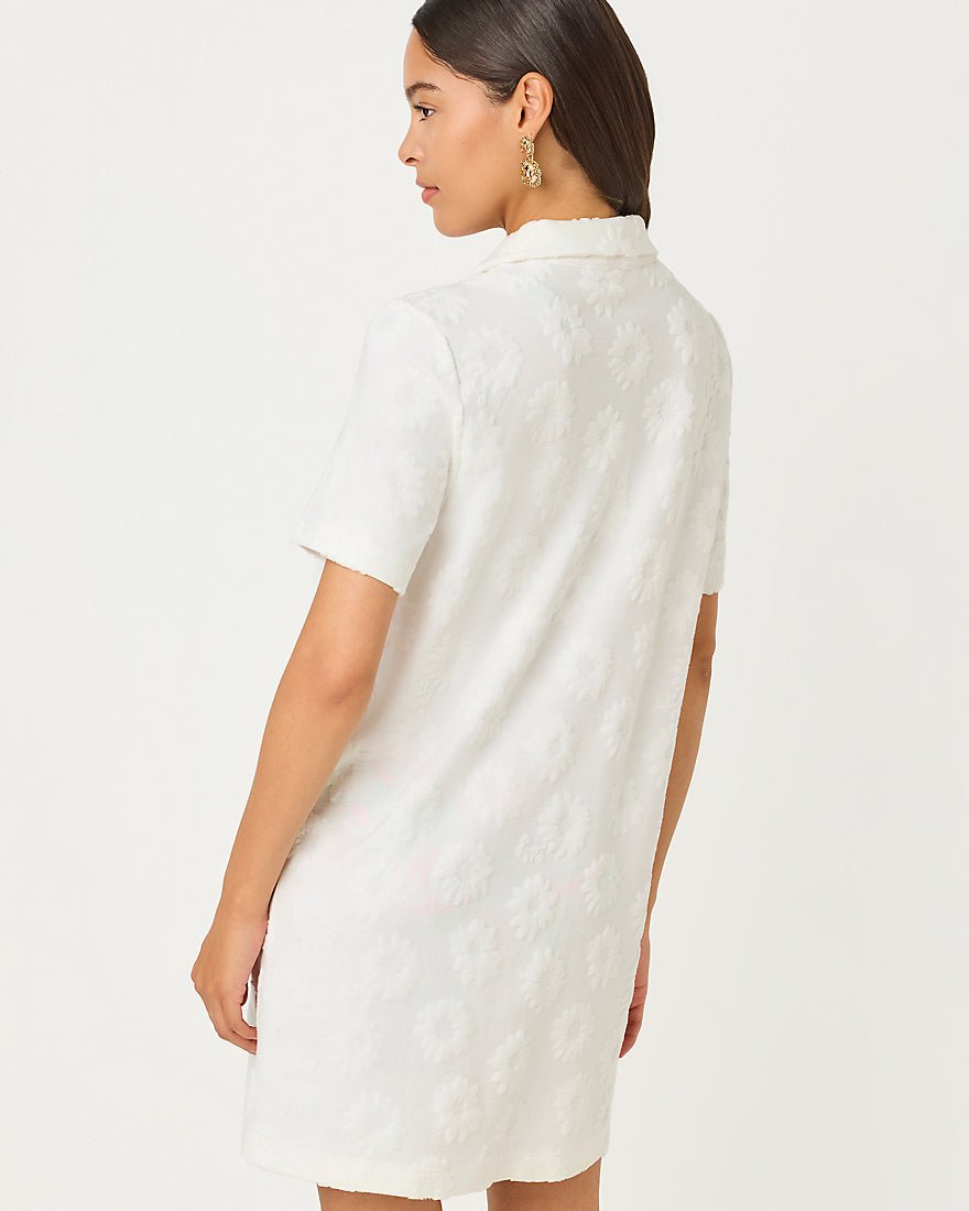 Lilly Pulitzer - Brayton Short Sleeve Terry Cover Up - Resort White Sunny Daisies Towel Terry