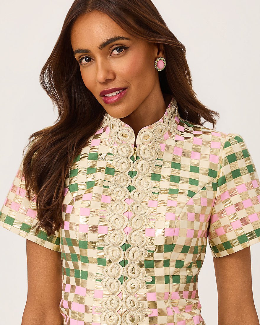 Lilly Pulitzer - Carty Jacquard Shift Dress - Oregano Golden Gingham Jacquard
