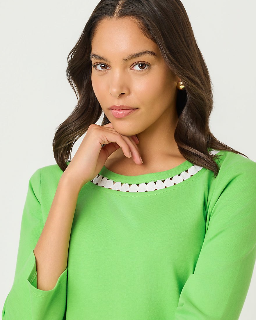 Lilly Pulitzer - Clairmont Three Quarter Sleeved Trimmed Knit Top - Resort White