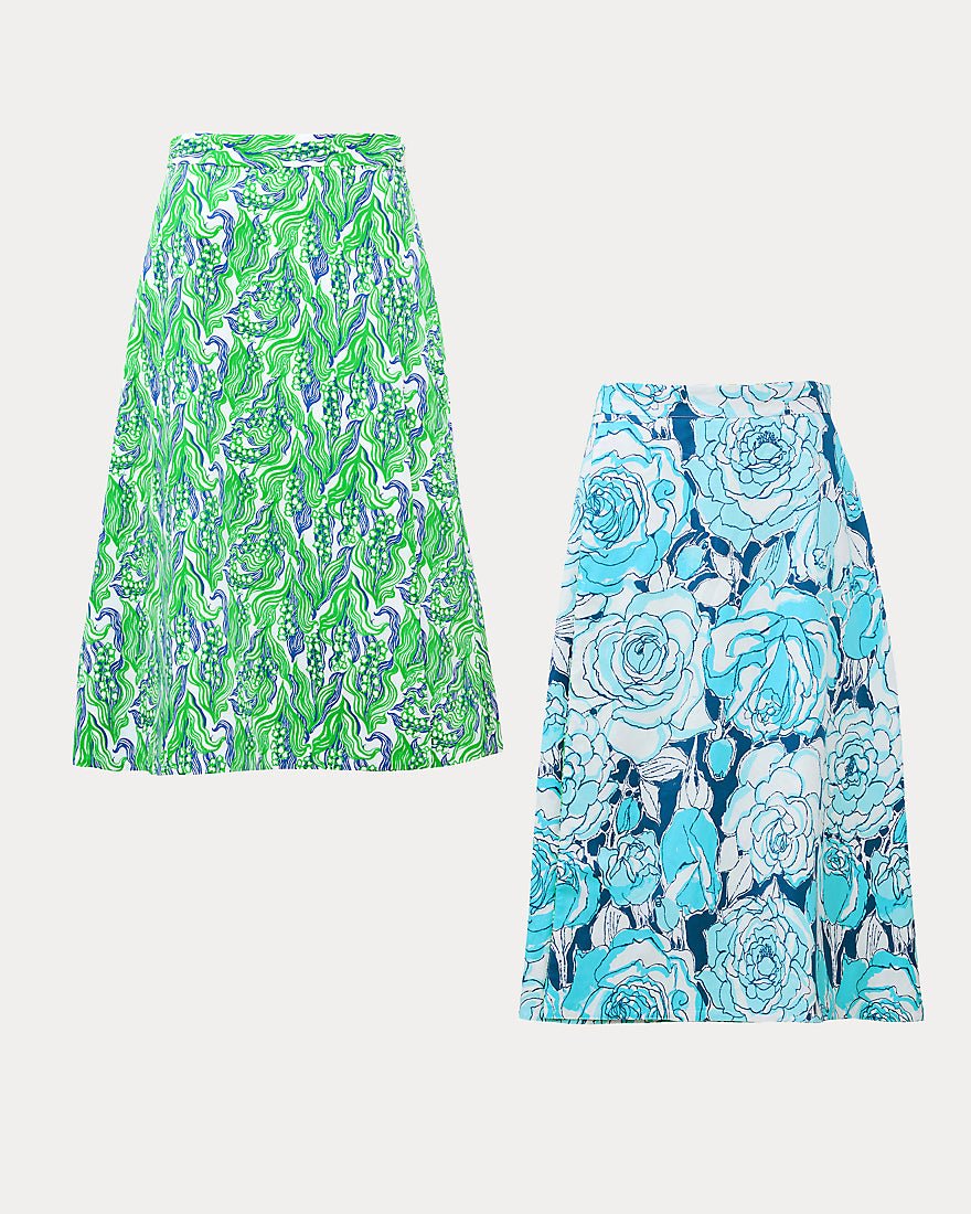 Lilly Pulitzer - Constance Reversible Midi Skirt - Putting Green Lilly Of The Valley