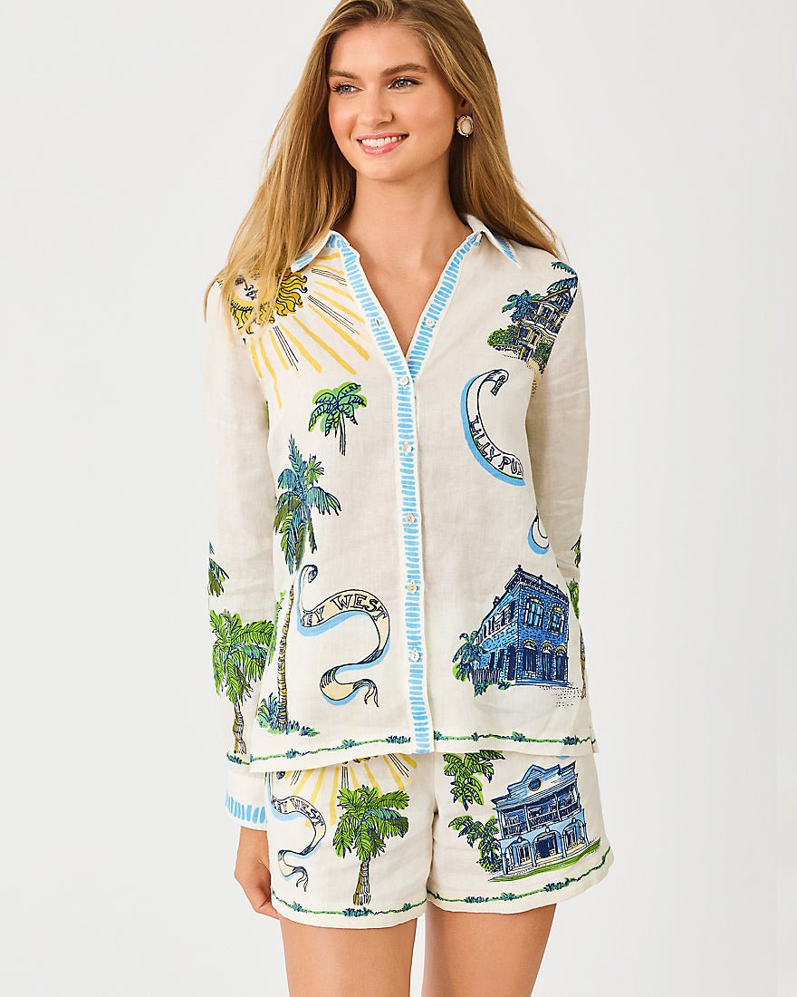 Lilly Pulitzer - Croix Linen Short - Coconut Key West Toile