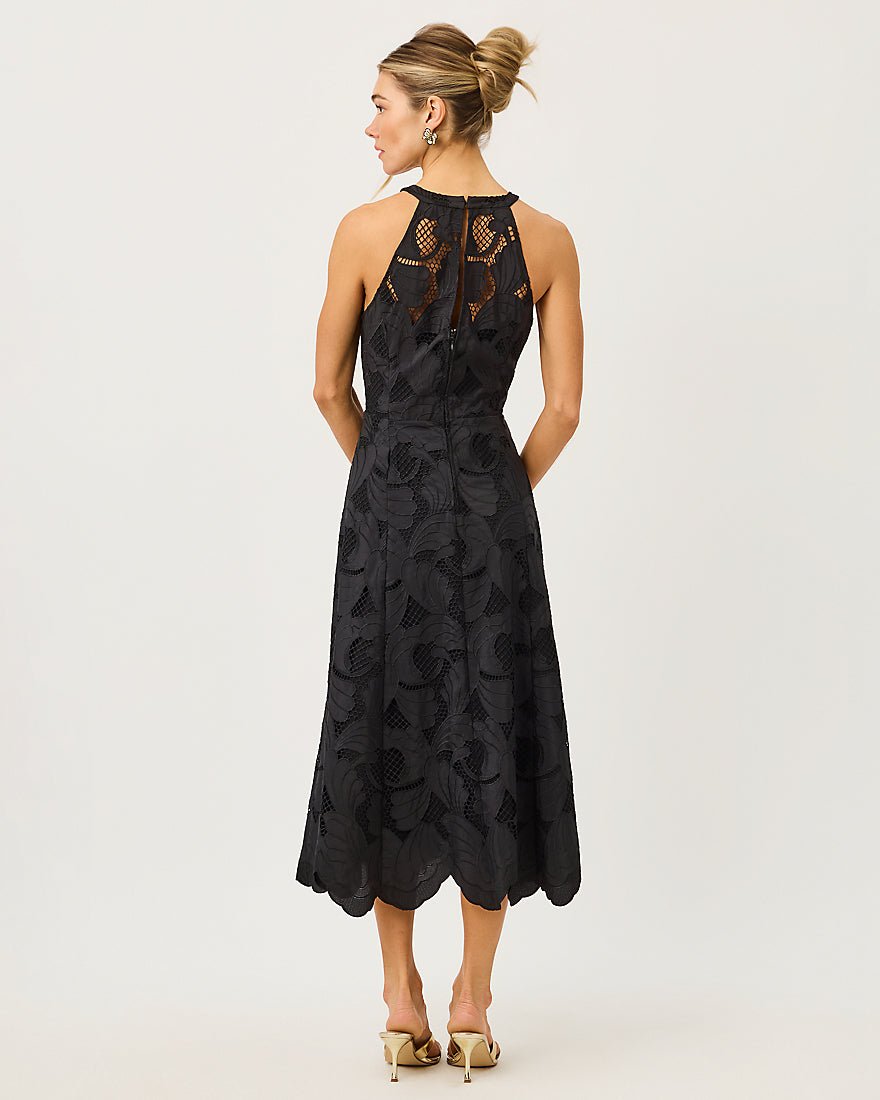 Lilly Pulitzer - Denise Lace Midi Dress - Noir Sway With Me Scalloped Lace