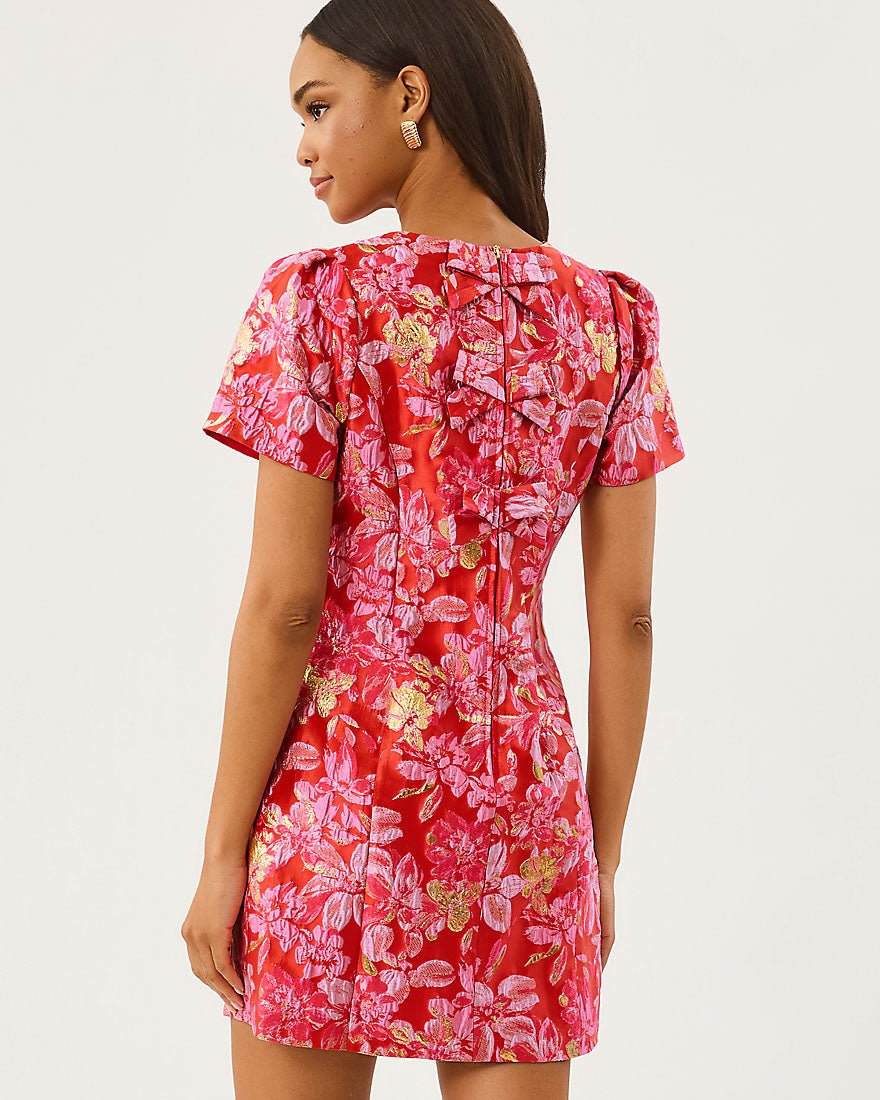Lilly Pulitzer - Dover Short Sleeve Shift Dress - Brunch Punch Juicy Story Brocade
