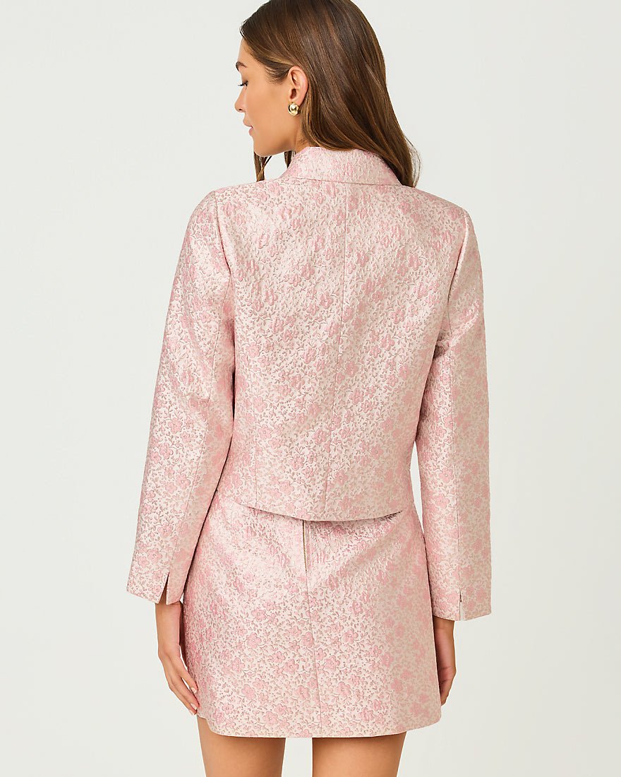 Lilly Pulitzer - Eloraina Brocade Jacket - Conch Shell Pink Ritsy Ditsy Metallic Brocade