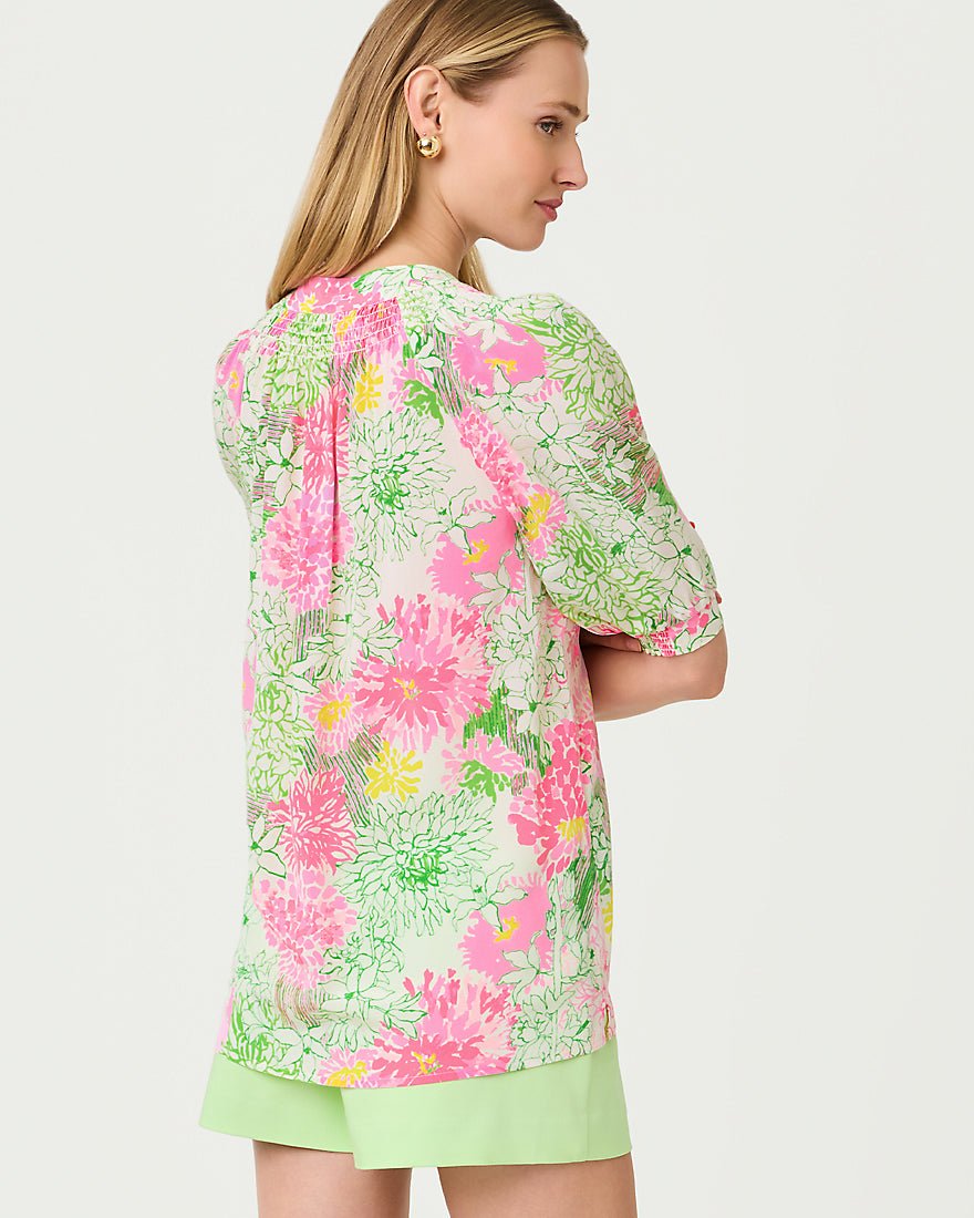 Lilly Pulitzer - Elsa Short Sleeve Top - Resort White Mum Patch