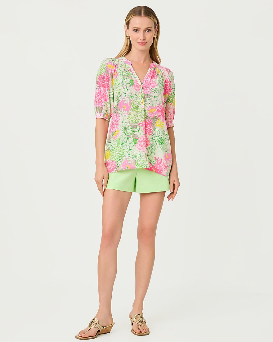 Lilly Pulitzer - Elsa Short Sleeve Top - Resort White Mum Patch