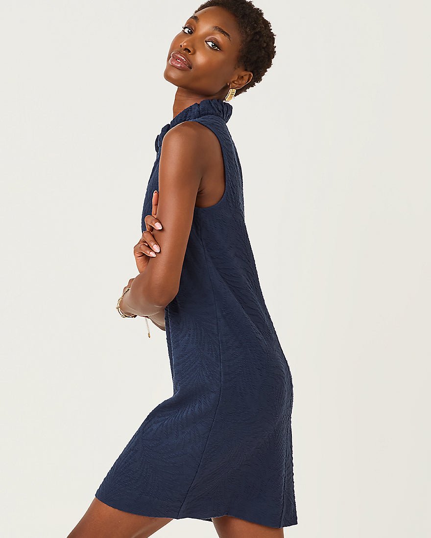 Lilly Pulitzer - Elsey Shift Dress - Low Tide Navy Leafy Knit Pucker Jacquard