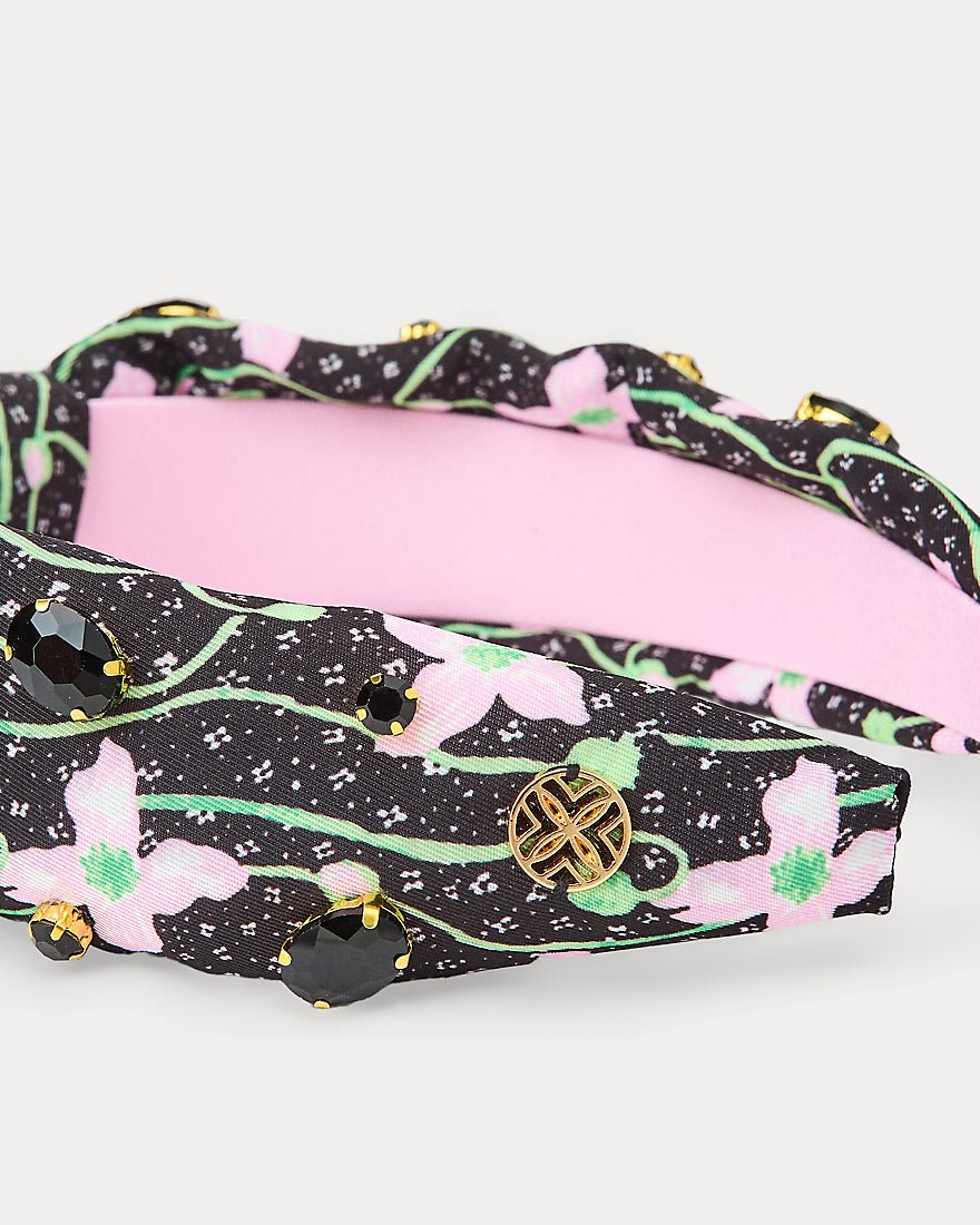 Lilly Pulitzer - Embellished Slim Knot Headband - Onyx Blushing Blooms