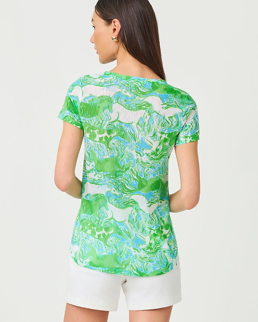 Lilly Pulitzer - Etta Scoop Neck Top - Capri Blue Galloping Gals