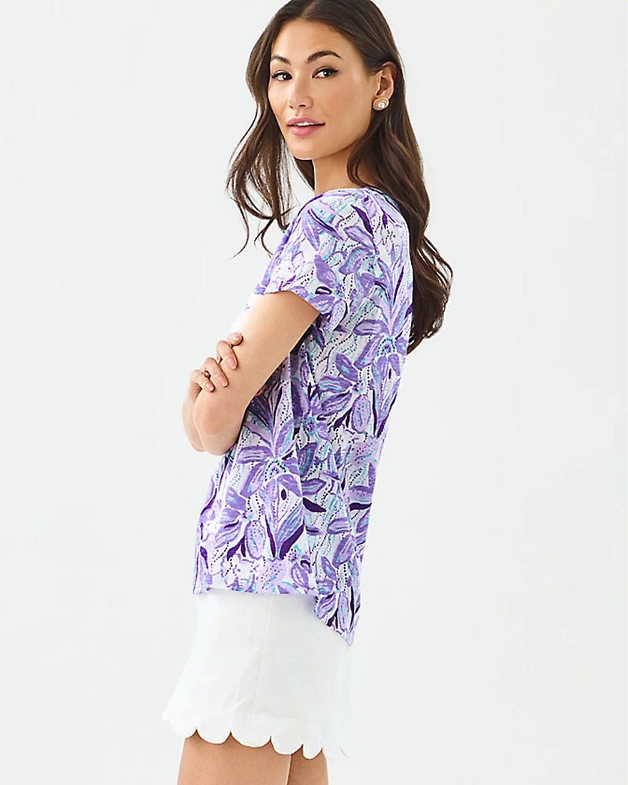 Lilly Pulitzer - Etta Scoop Neck Top - Tropicalia Purple Elephant In The Bloom