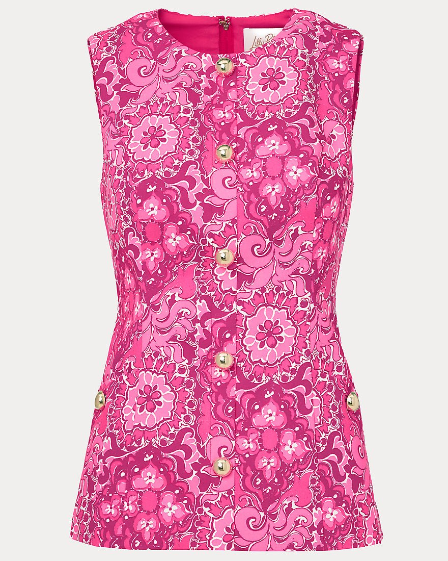 Lilly Pulitzer - Eugenia Sleeveless Top - Pink Aster The Casbah Allover