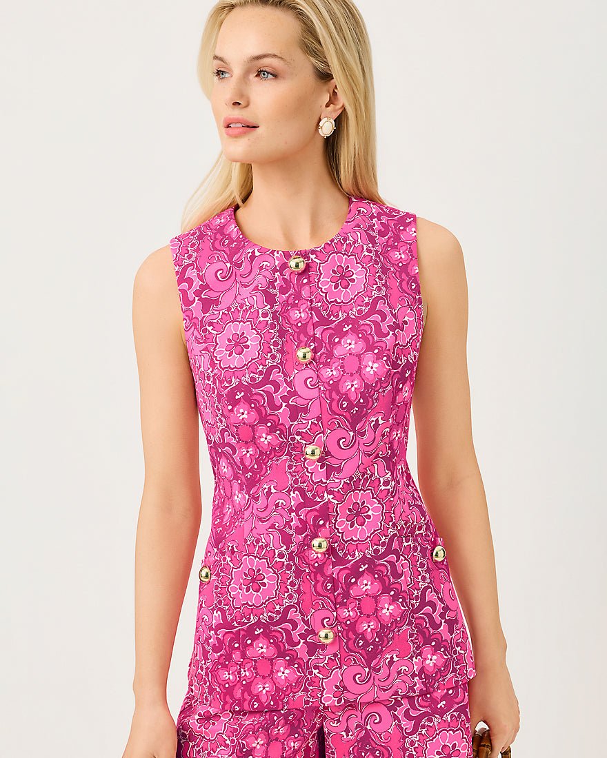 Lilly Pulitzer - Eugenia Sleeveless Top - Pink Aster The Casbah Allover