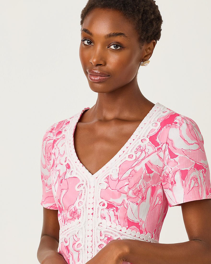 Lilly Pulitzer - Evita Short Sleeve Stretch Shift Dress - Confetti Pink Rosanna