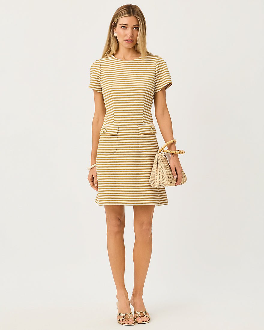 Lilly Pulitzer - Fallon Dress - Gold Metallic Ottoman Stripe