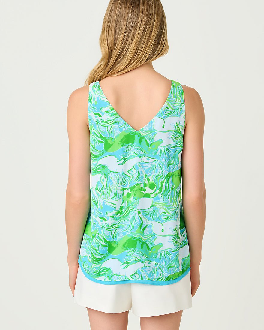 Lilly Pulitzer - Florin Straight Hem Top - Capri Blue Galloping Gals