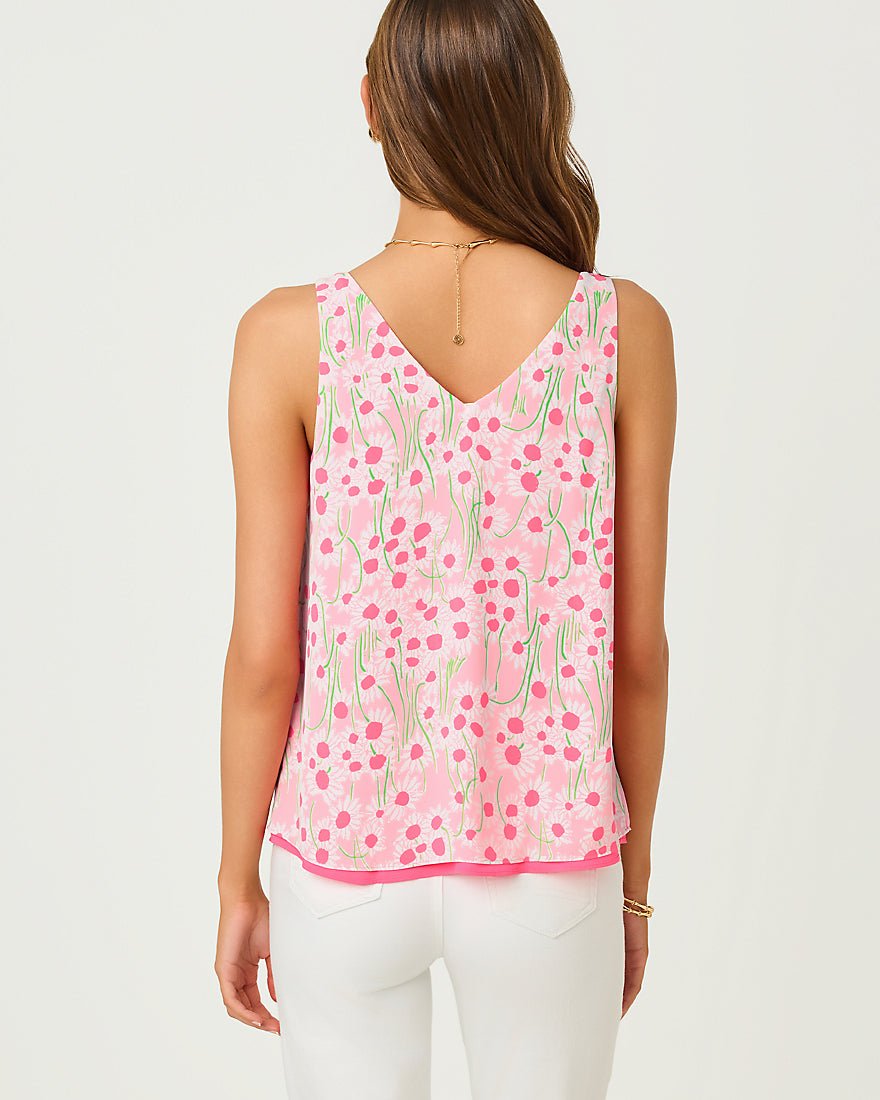 Lilly Pulitzer - Florin Straight Hem Top - Conch Shell Pink Lil Sunny Daisies