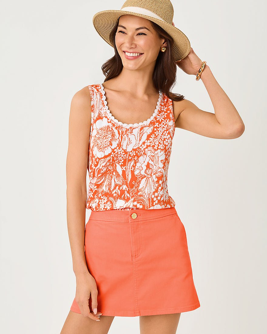 Lilly Pulitzer - Gabbie Crochet Trimmed Knit Top - Sunset Orange Budding Romance