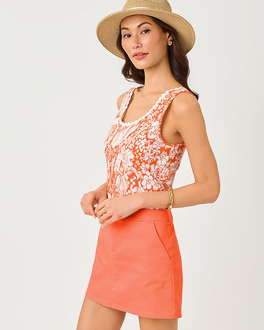Lilly Pulitzer - Gabbie Crochet Trimmed Knit Top - Sunset Orange Budding Romance