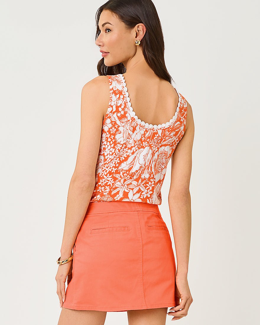 Lilly Pulitzer - Gabbie Crochet Trimmed Knit Top - Sunset Orange Budding Romance