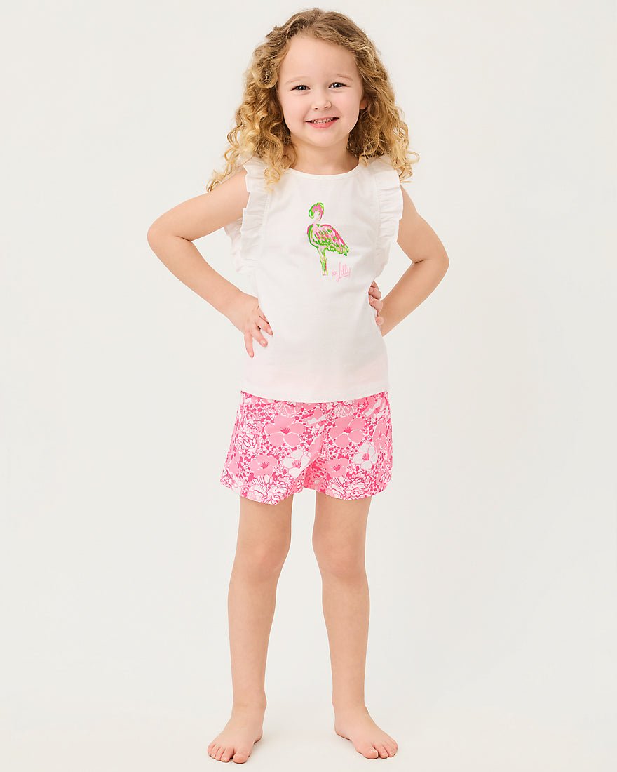 Lilly Pulitzer - Girls Chickie Ruffle Top - Multi On Parade Graphic