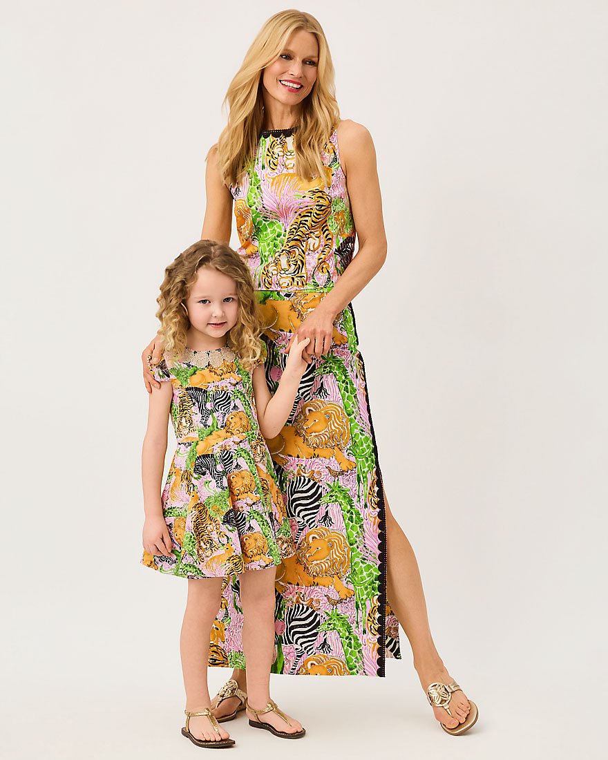 Lilly Pulitzer - Girls Idala Short Sleeved Dress - Multi Lillys Zoo